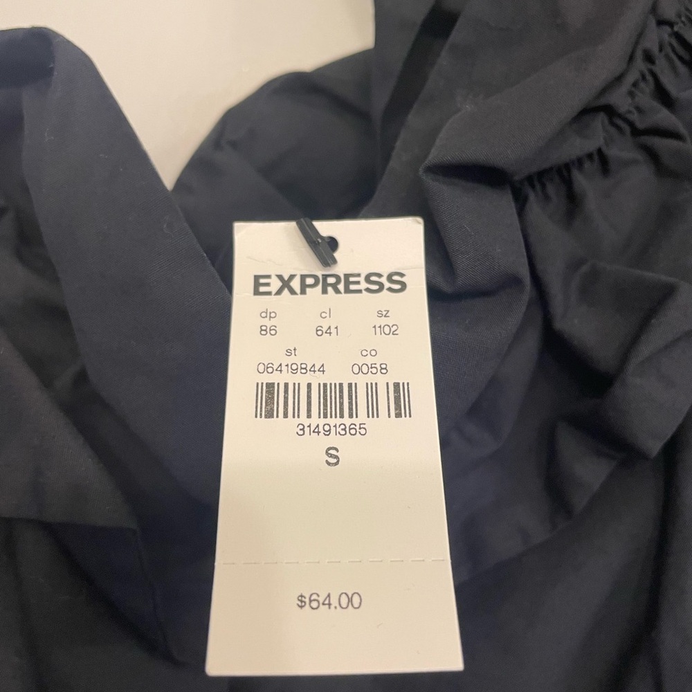 Express Black Ruffle Detail Top - Picture 2 of 2